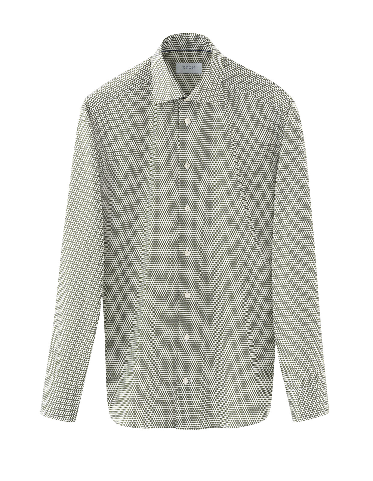 Slim Fit Skjorta Bomull Mikromönster Grön Stl 41
