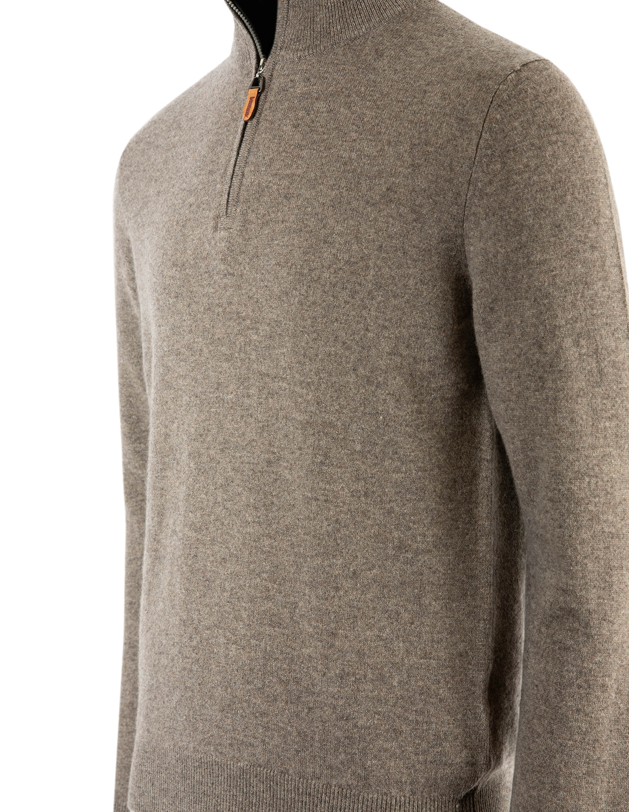 Tröja Zip Cashmere Ljusbrun
