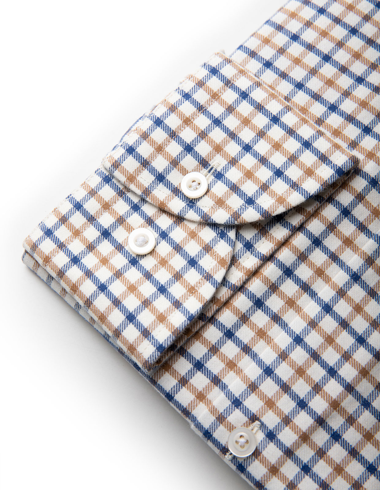 Slim Fit Skjorta Bomull Vit/Brun/Blå 44