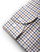 Slim Fit Skjorta Bomull Vit/Brun/Blå 44