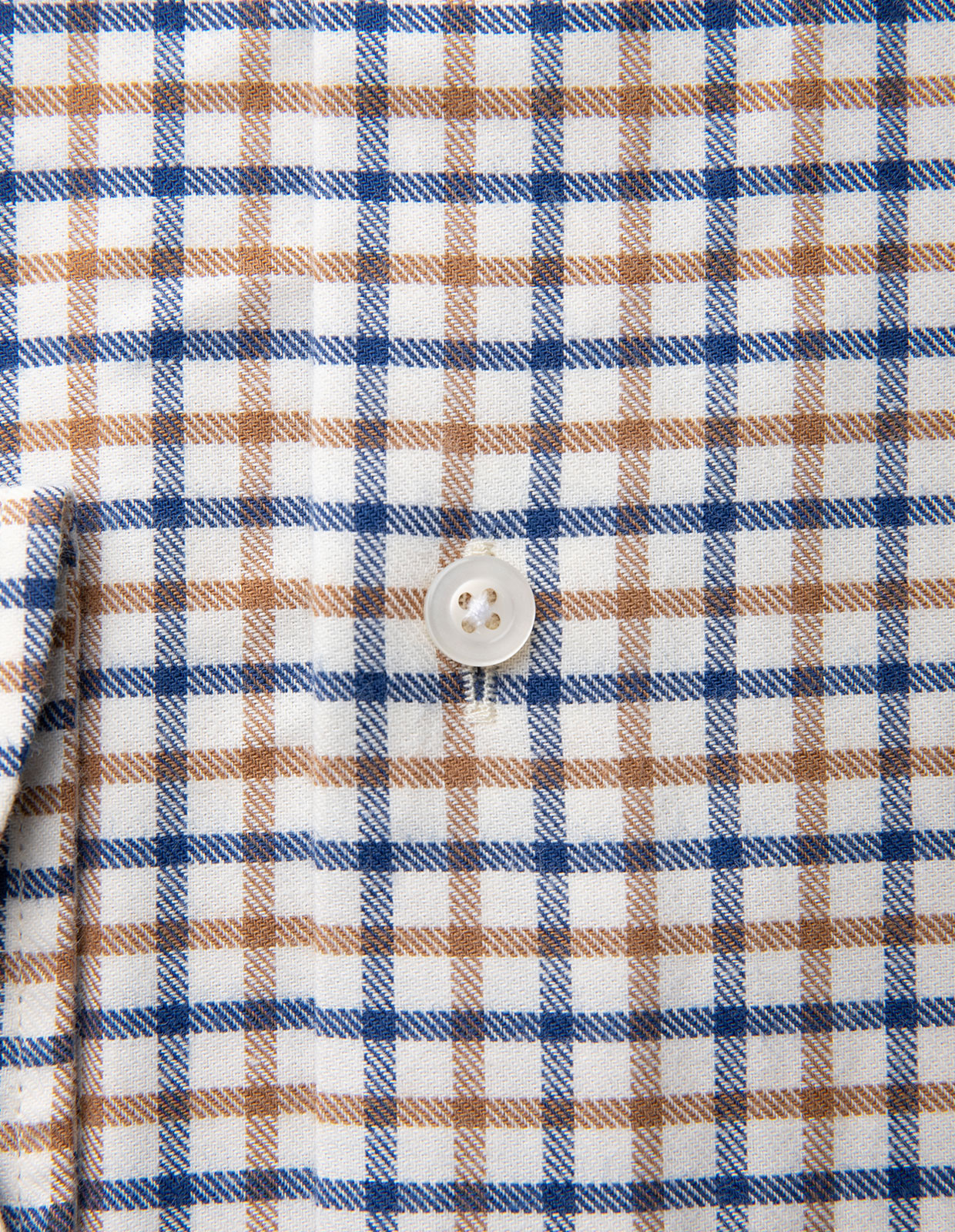 Slim Fit Skjorta Bomull Vit/Brun/Blå 44