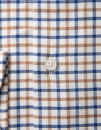 Slim Fit Skjorta Bomull Vit/Brun/Blå 44