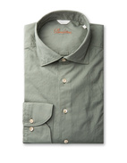 Fitted Body Casual Skjorta Olivgrön Stl L