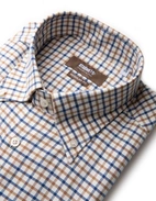 Regular Fit Skjorta Bomull Vit/Brun/Blå