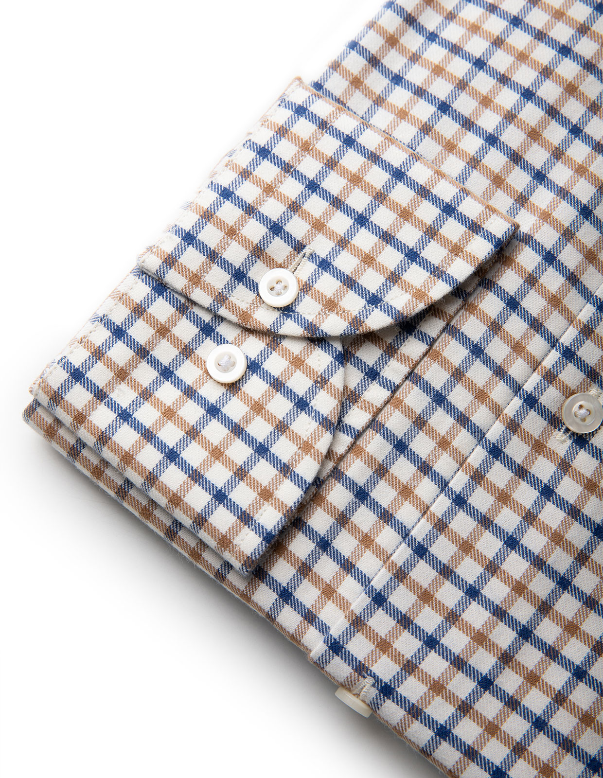 Regular Fit Skjorta Bomull Vit/Brun/Blå