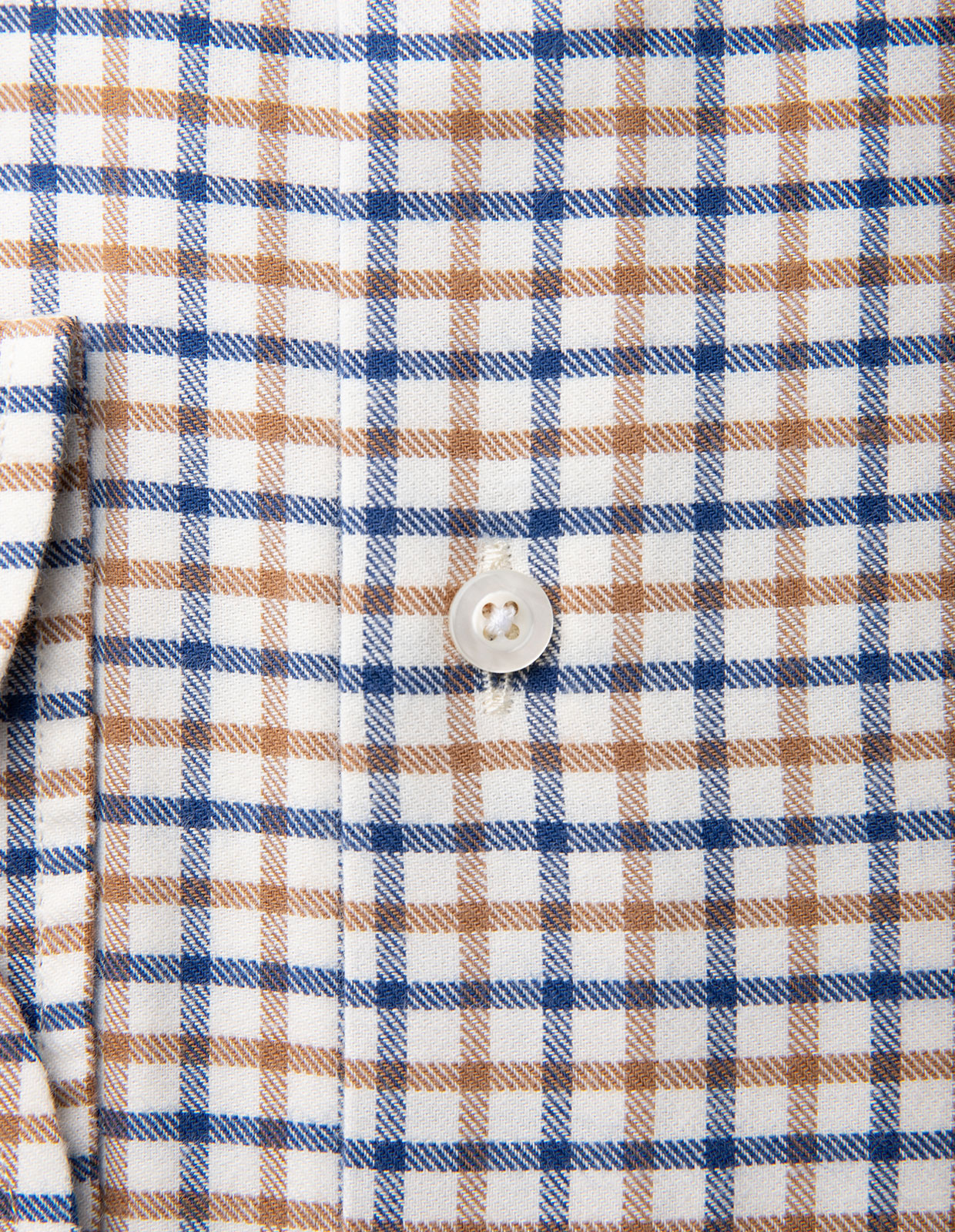 Regular Fit Skjorta Bomull Vit/Brun/Blå