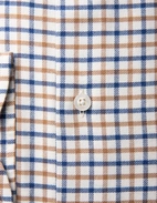 Regular Fit Skjorta Bomull Vit/Brun/Blå