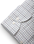 Slim Fit Extra Lång Ärm Skjorta Tattersall Vit/Blå