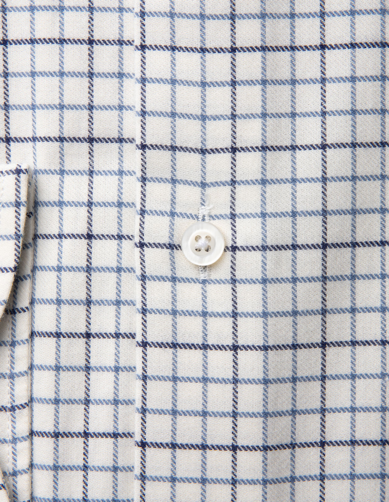 Slim Fit Extra Lång Ärm Skjorta Tattersall Vit/Blå