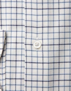 Slim Fit Extra Lång Ärm Skjorta Tattersall Vit/Blå