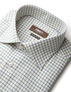 Regular Fit Skjorta Tattersall Vit/Grön/Blå 38