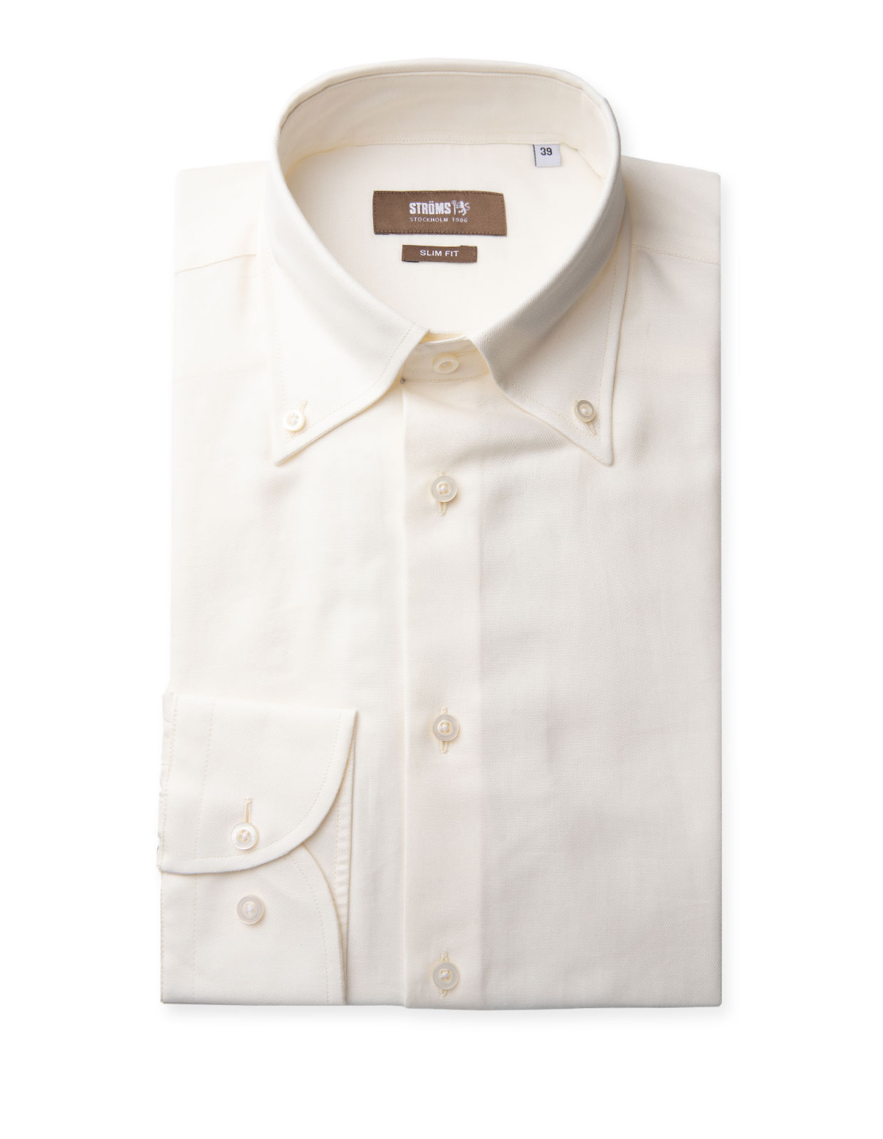 Slim Fit Skjorta Flanell Bomull Cashmere Benvit Stl 44