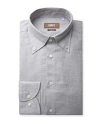 Slim Fit Skjorta Flanell Bomull Cashmere Ljusgrå Stl 40