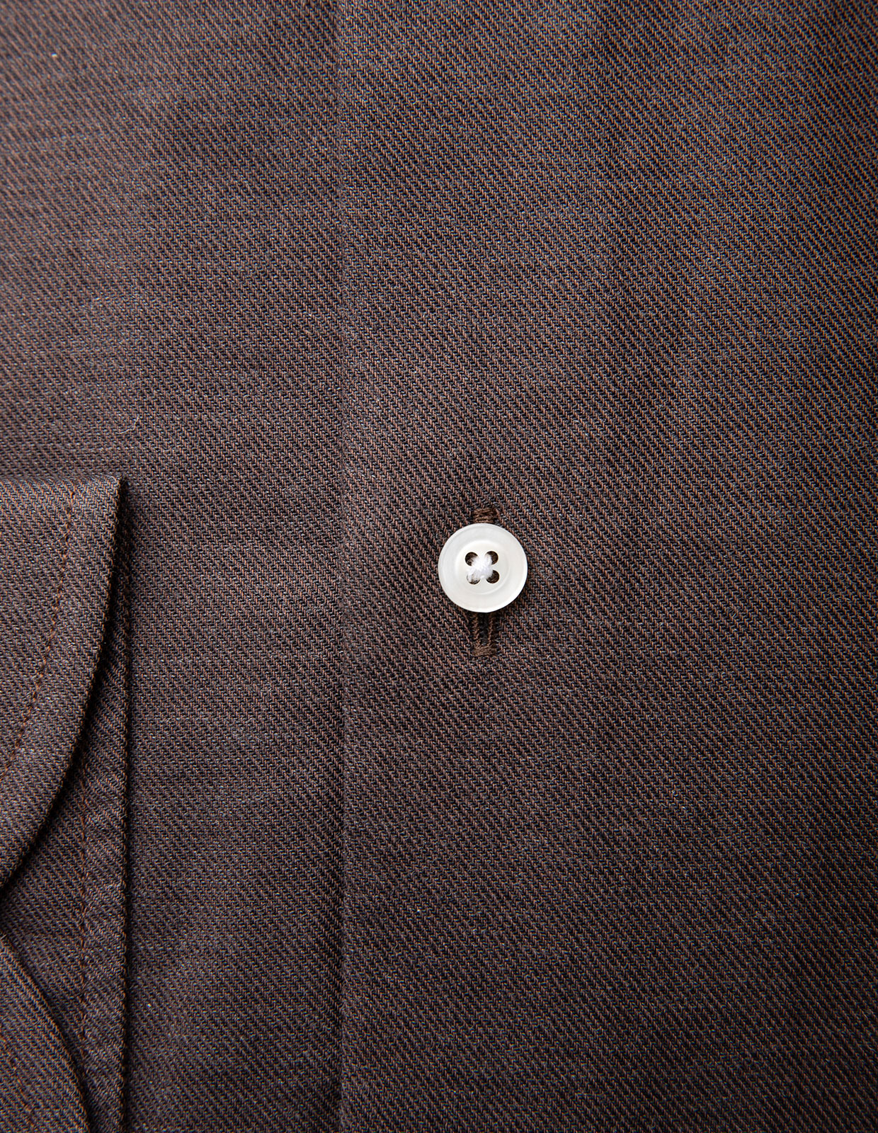 Slim Fit Skjorta Flanell Bomull Cashmere Brun