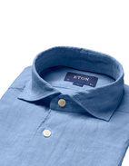 Contemporary Fit Soft Linen Shirt Blue Stl 43
