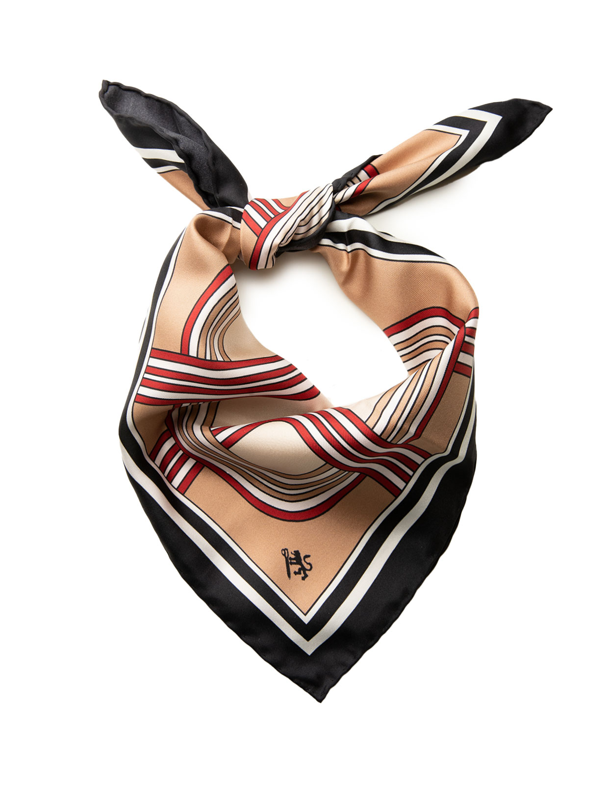 Scarf Siden Svartmönstrad