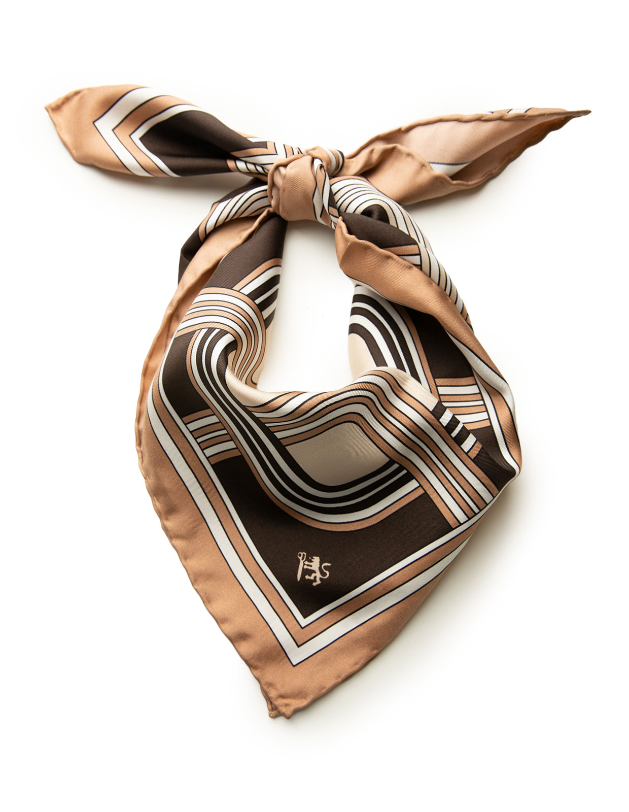 Scarf Siden Beigemönstrad