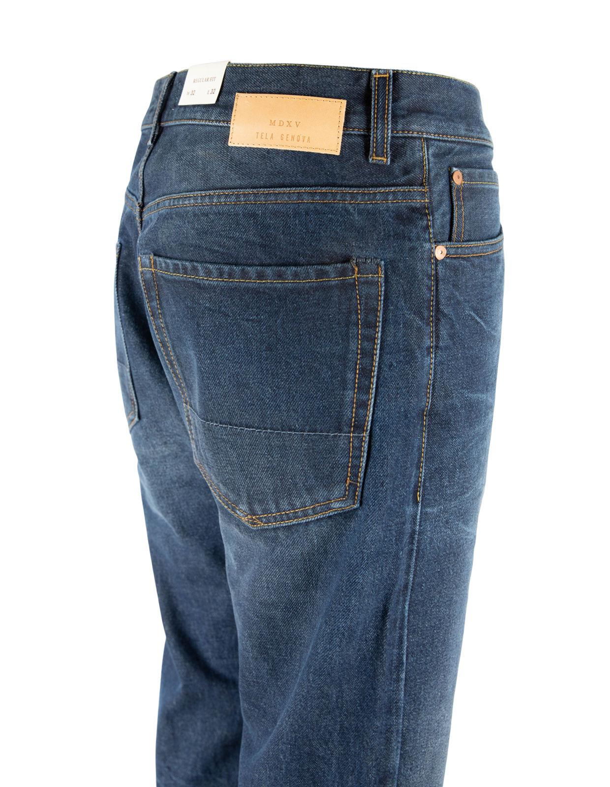Davide Regular Selvedge Jeans Tvättad Mörkblå