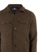 Ferndale Stickad Overshirt Ull Mörkbrun