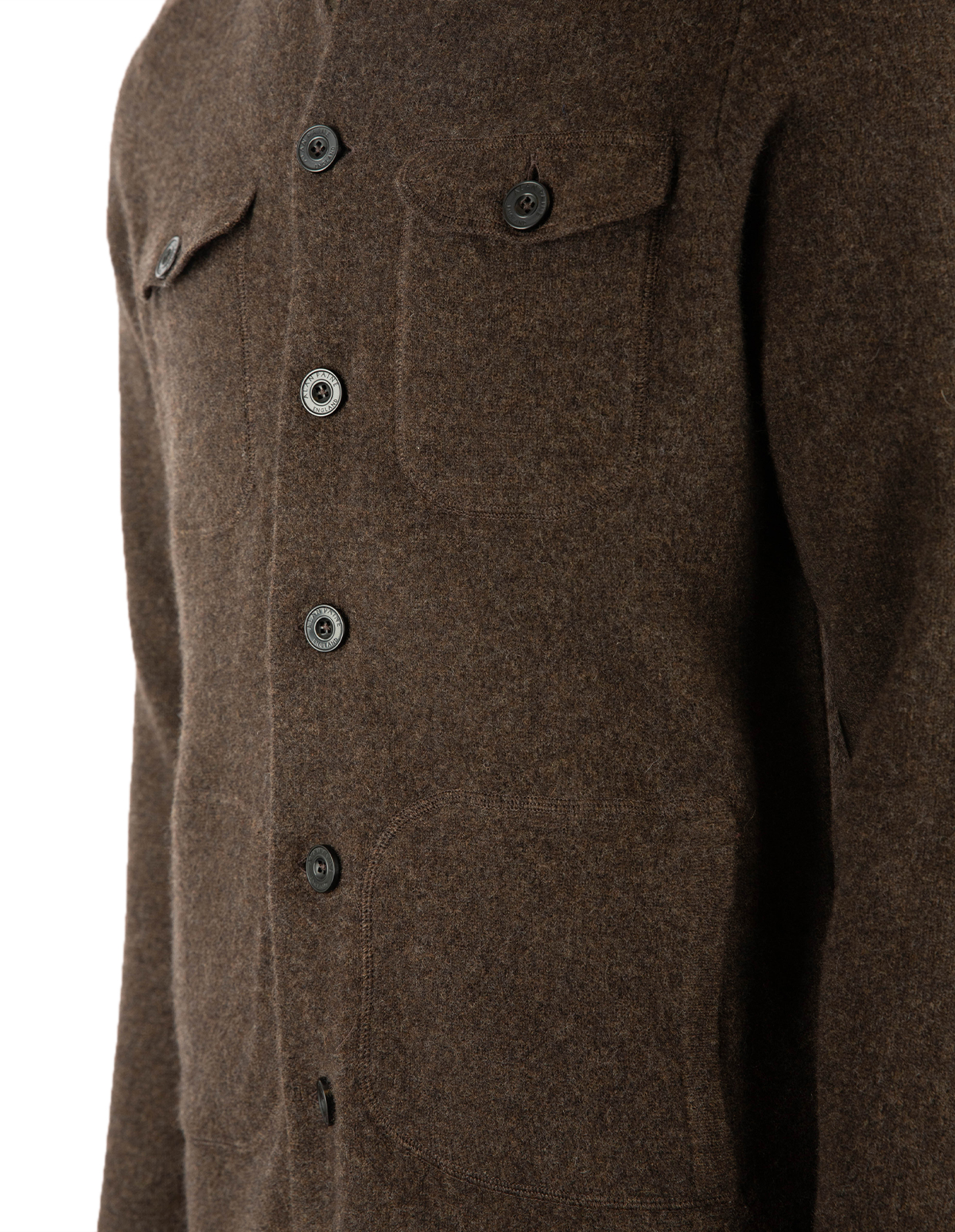 Ferndale Stickad Overshirt Ull Mörkbrun