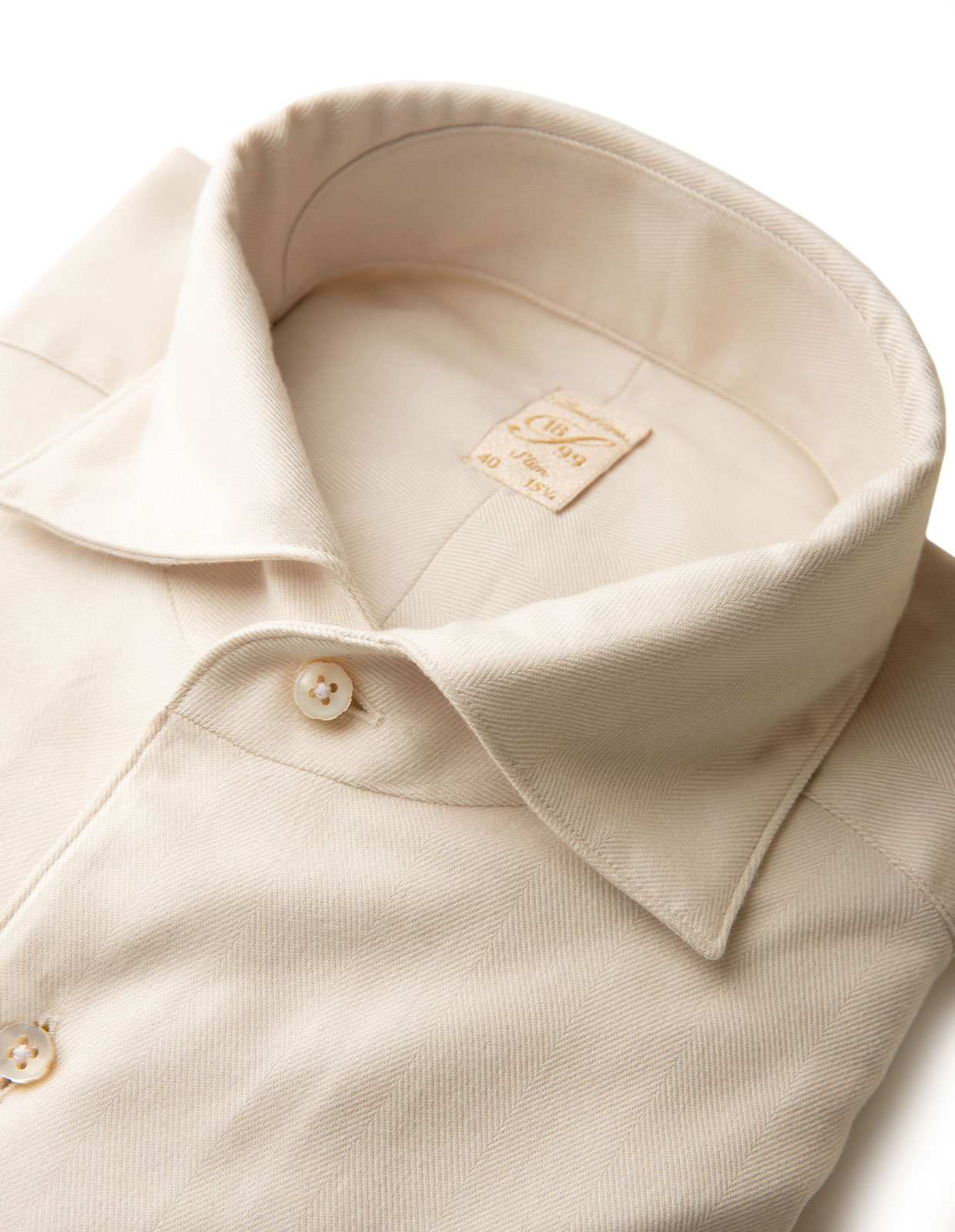 1899 Slim Skjorta Flanell Benvit