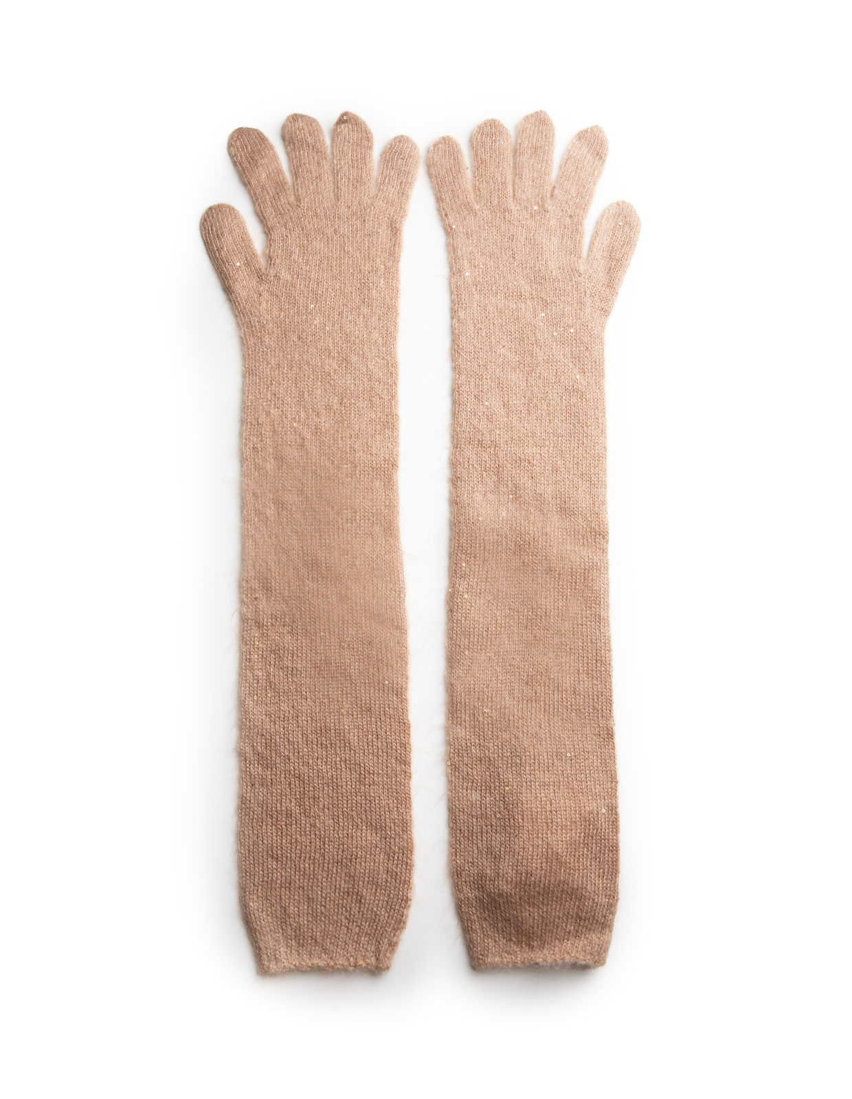 Stickade Handskar Mohair Varmbeige One Size