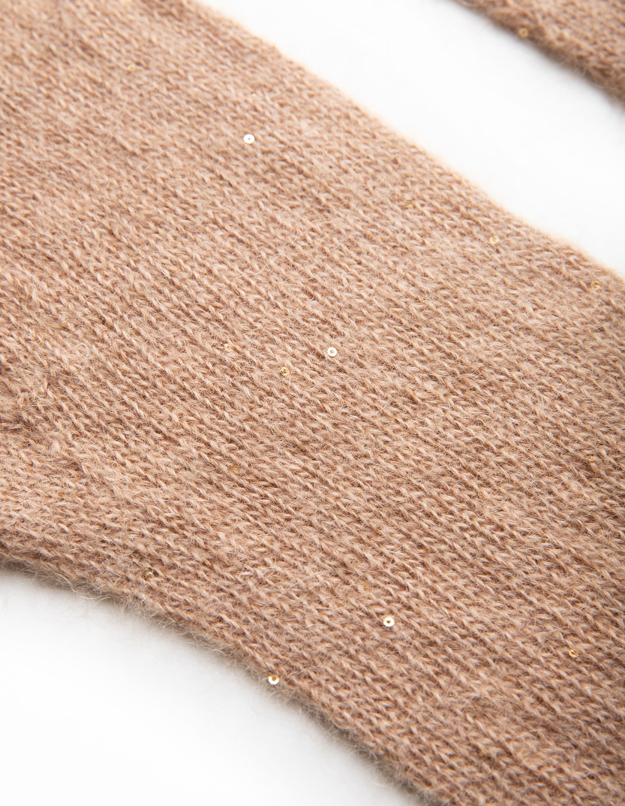 Stickade Handskar Mohair Varmbeige One Size