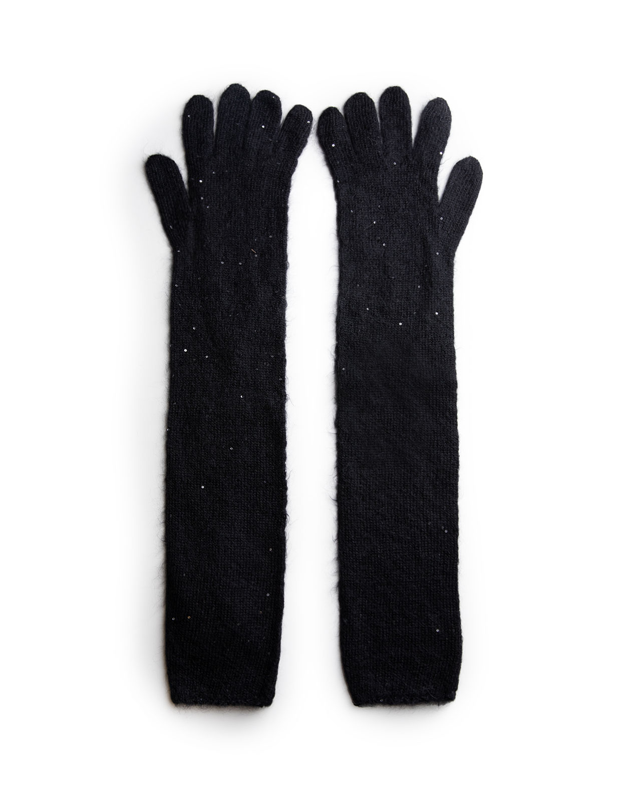 Stickade Handskar Mohair Svart One Size