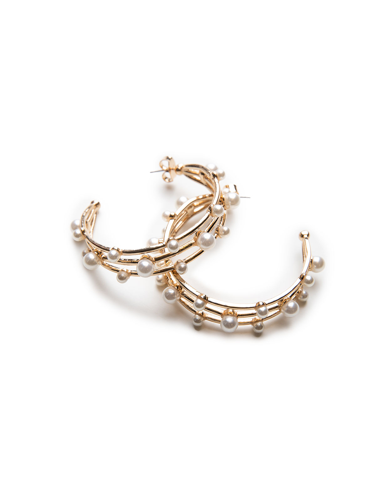 Pearl Hoops Örhängen Pärlor/Guld One Size