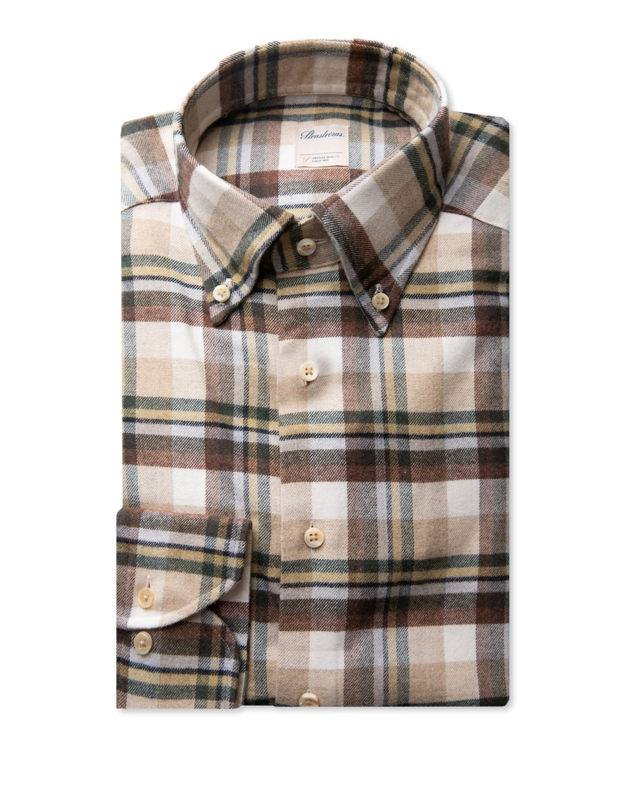 Fitted Body Skjorta Flanell Rutig Grön/Beige