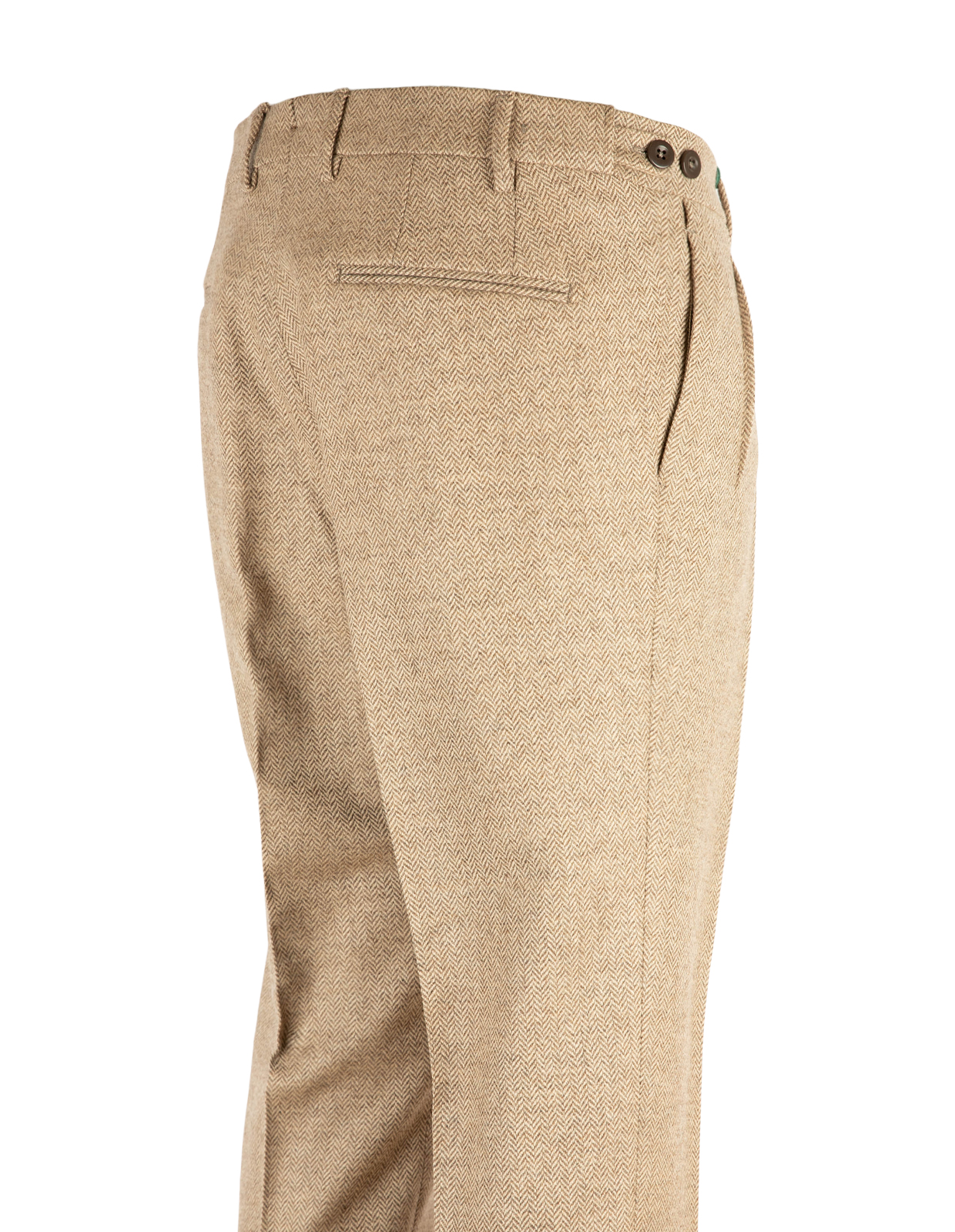 Retro Theca 2P Byxa Tweed Fiskbensmönster Ljusbeige