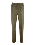 Retro Theca 2P Byxa Tweed Fiskbensmönster Olivgrön 58