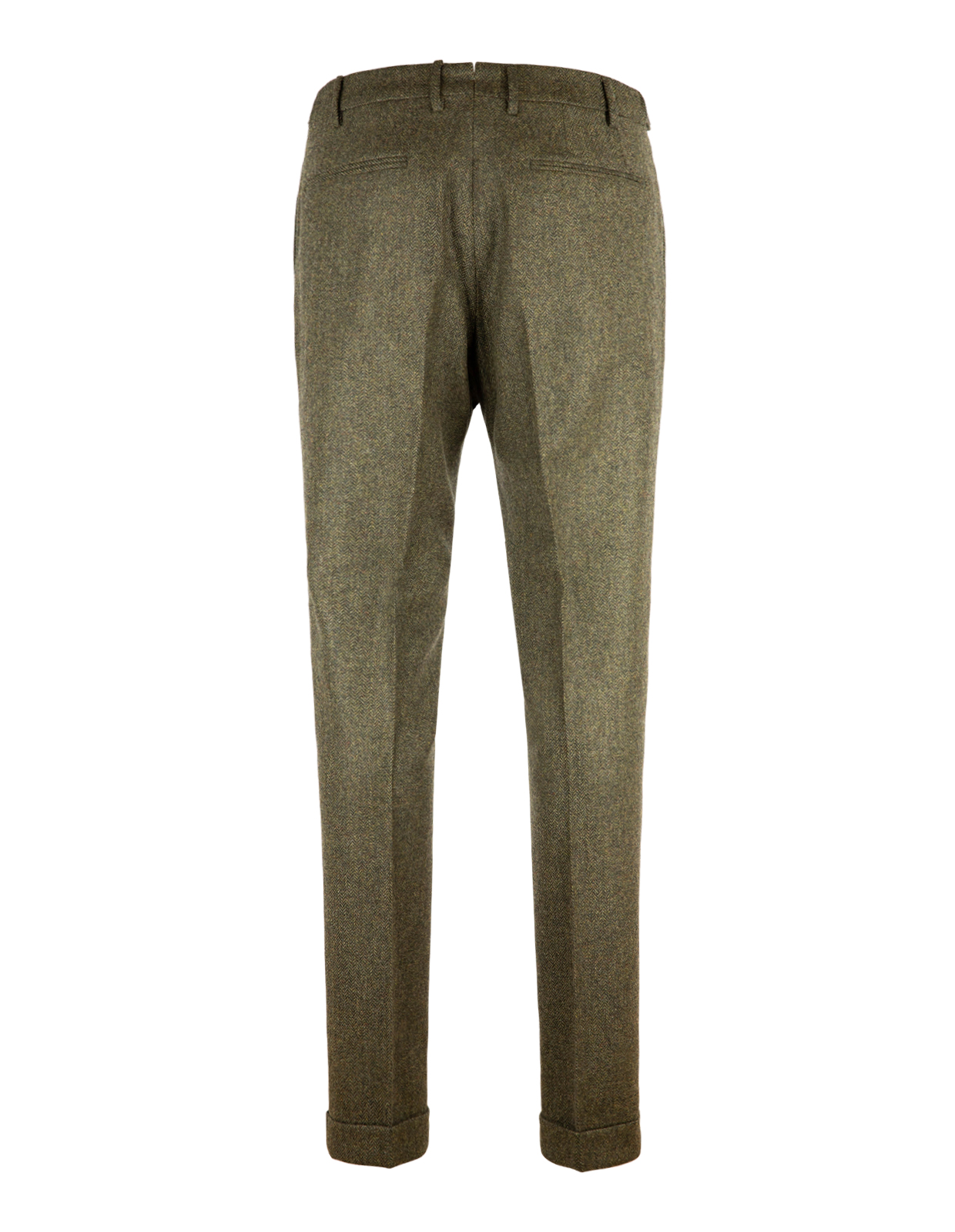 Retro Theca 2P Byxa Tweed Fiskbensmönster Olivgrön 58