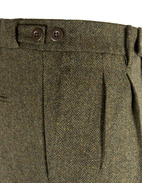 Retro Theca 2P Byxa Tweed Fiskbensmönster Olivgrön 58