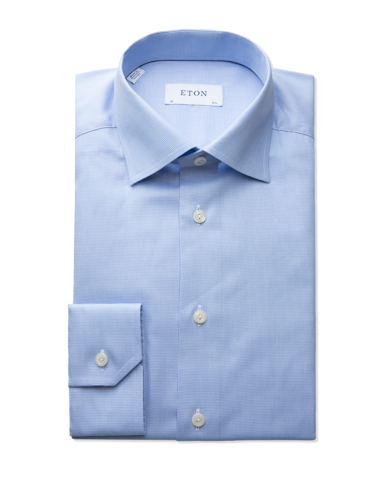 Slim Fit Skjorta Bomull Hundtand Ljusblå 43