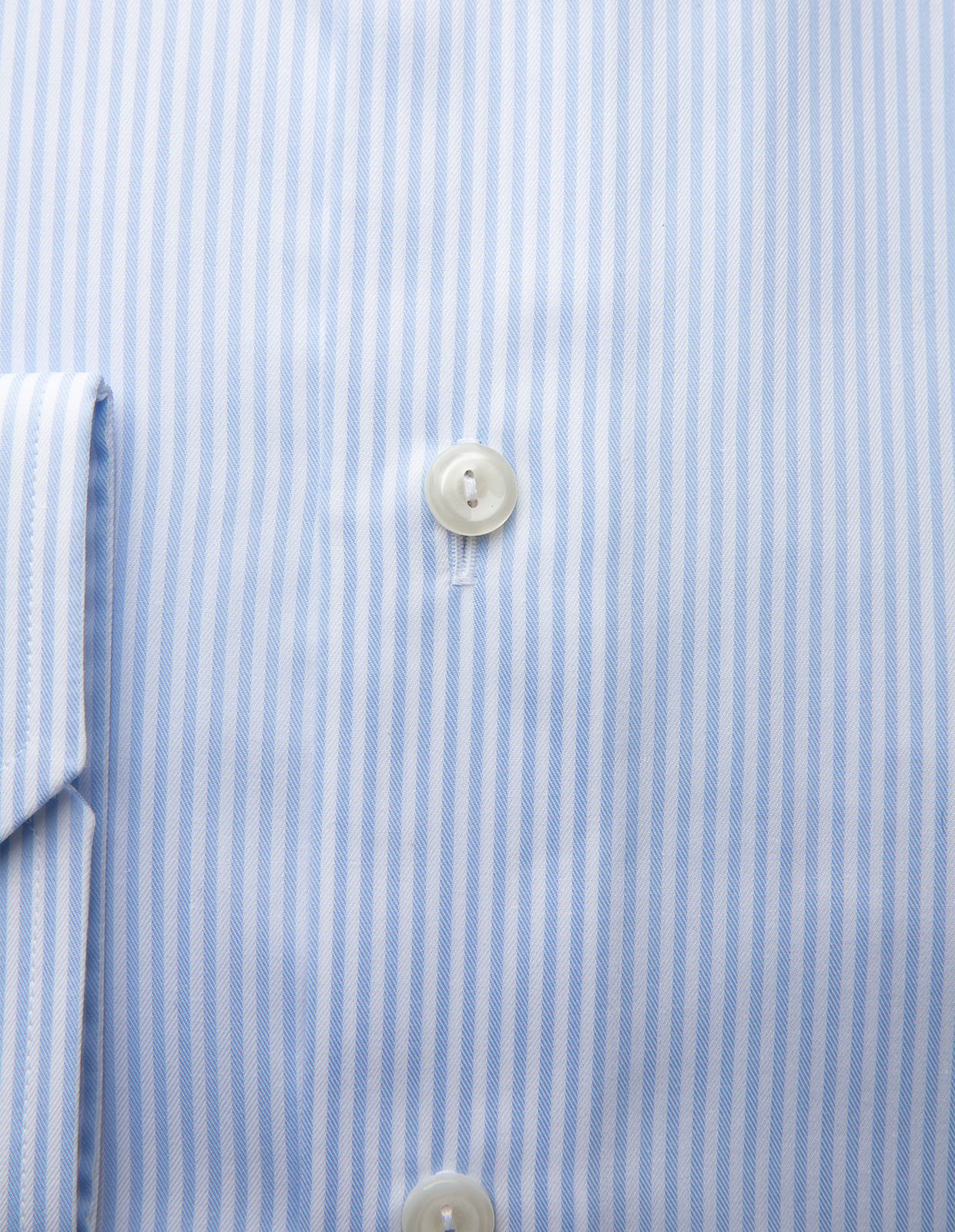 Slim Fit Skjorta Bomull Finrandig Ljusblå Randig 40