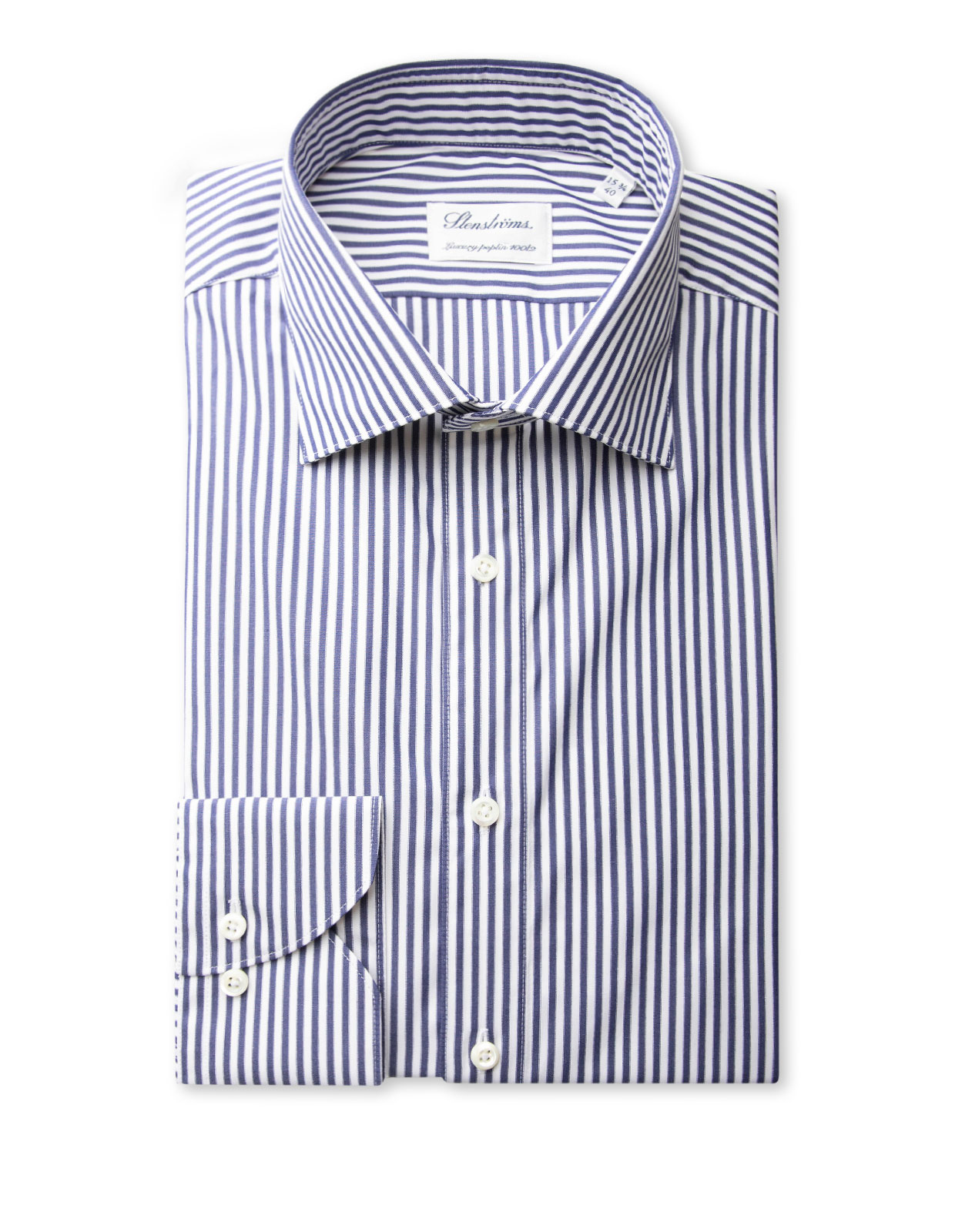 Slimline Skjorta Poplin Navy/Vit