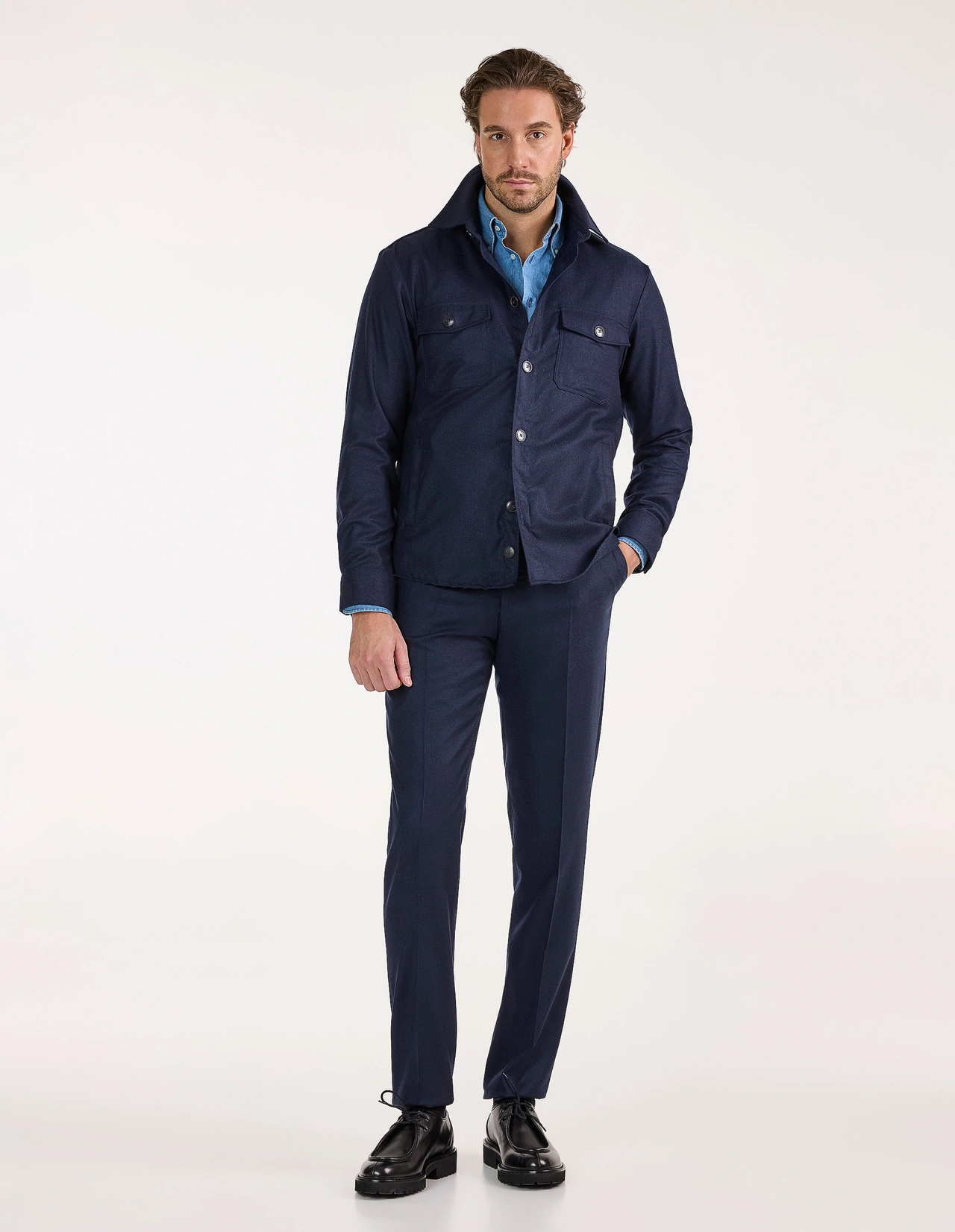 Firenze Overshirt Flanell Marinblå