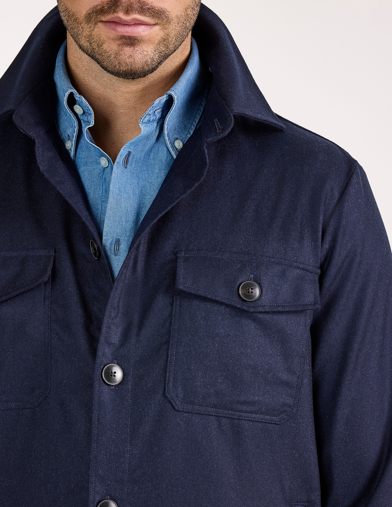 Firenze Overshirt Flanell Marinblå