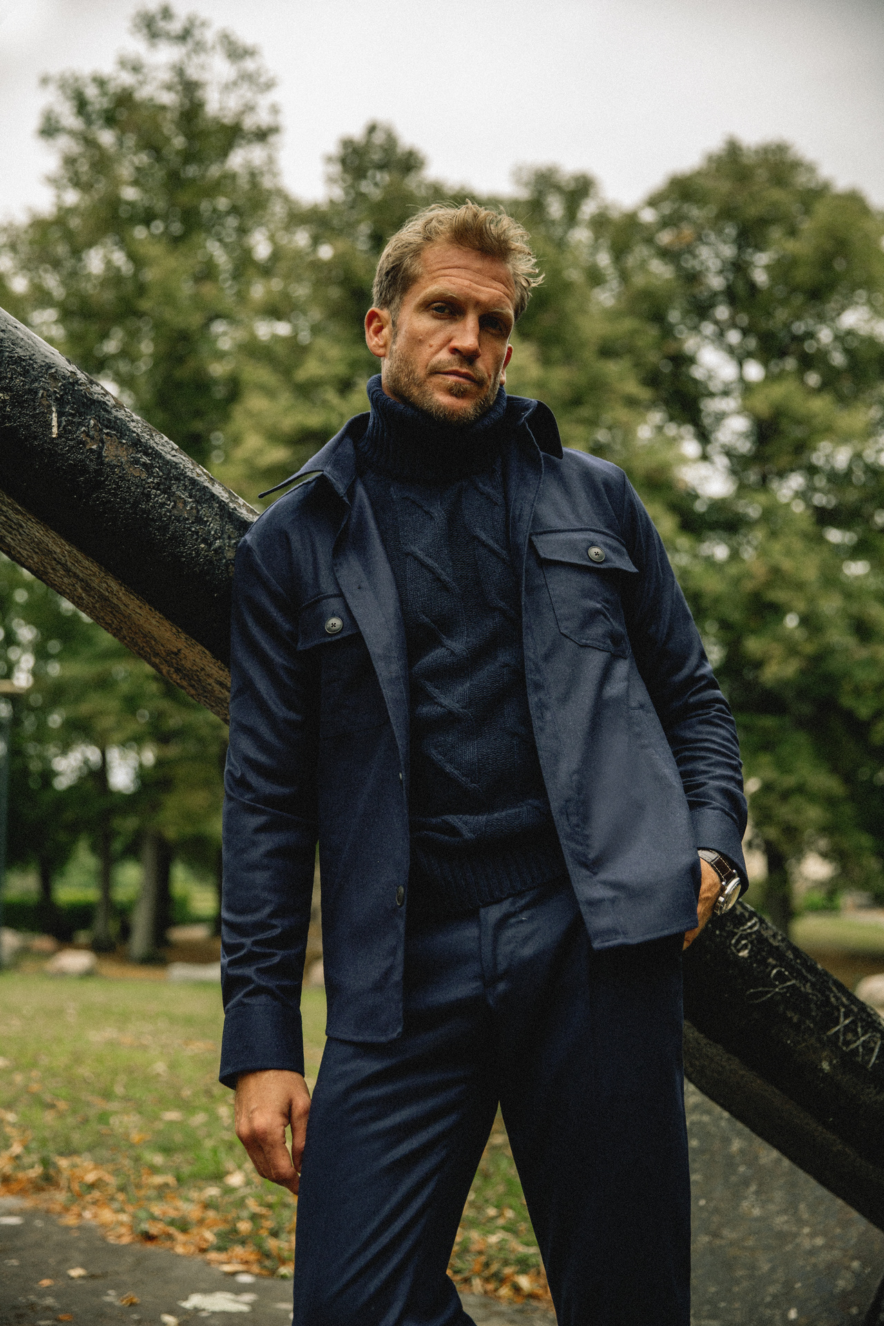 Firenze Overshirt Flanell Marinblå L