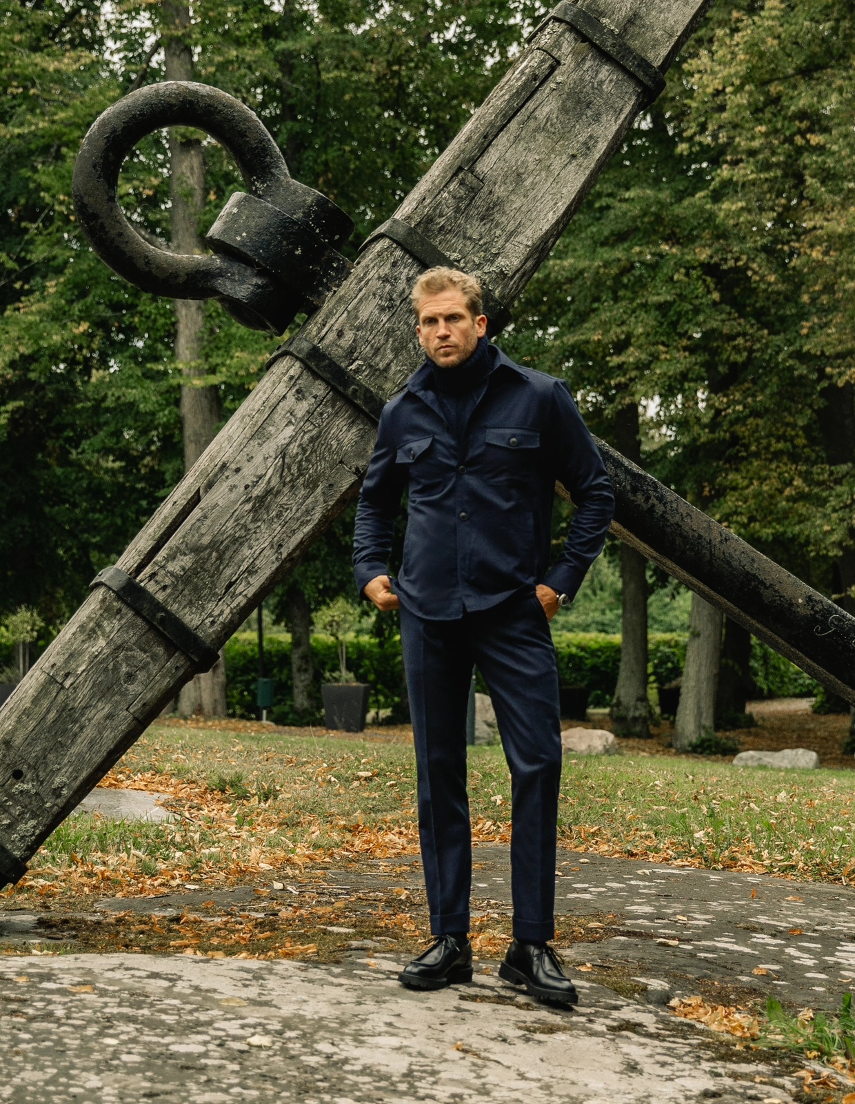 Firenze Overshirt Flanell Marinblå