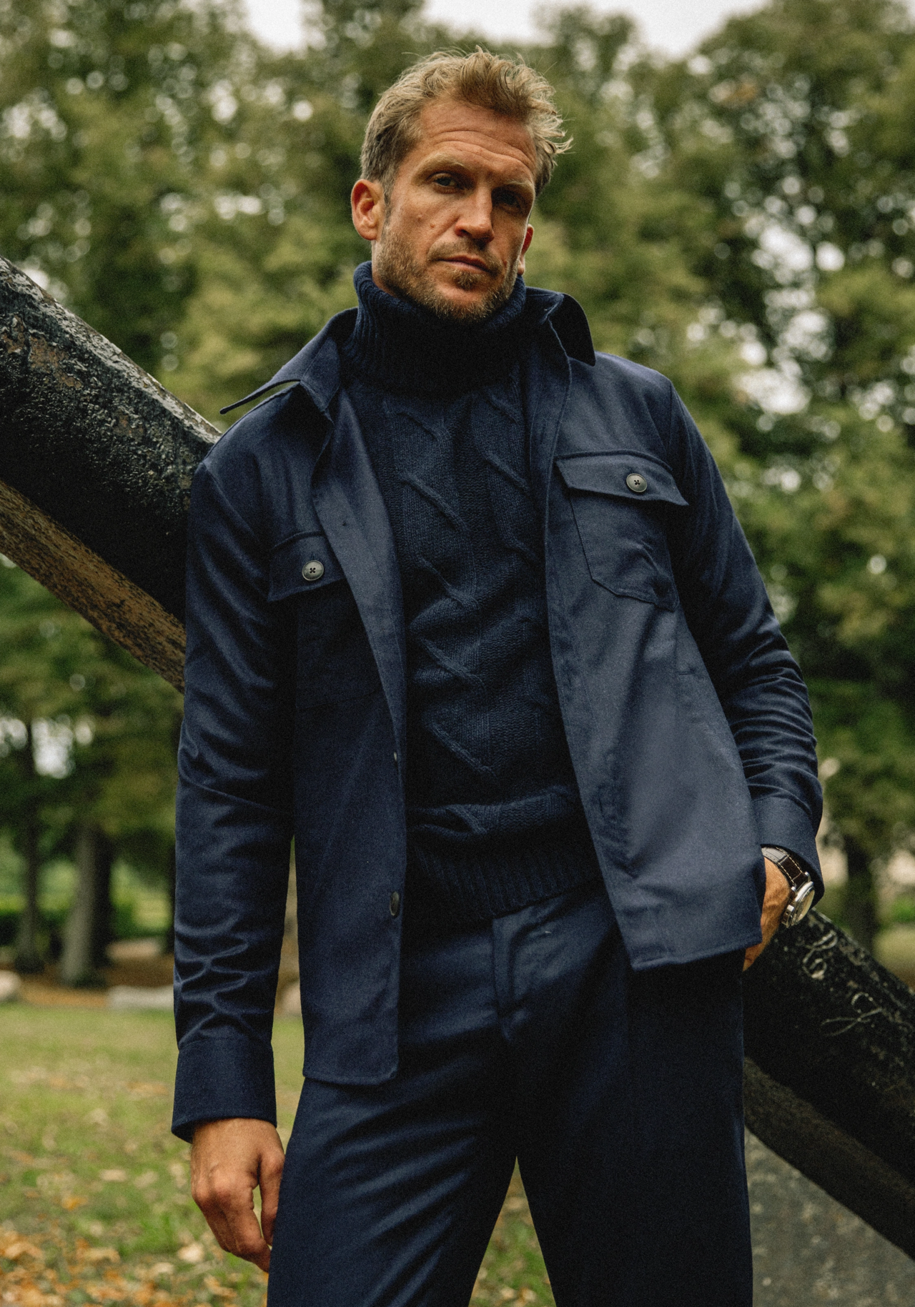 Firenze Overshirt Flanell Marinblå
