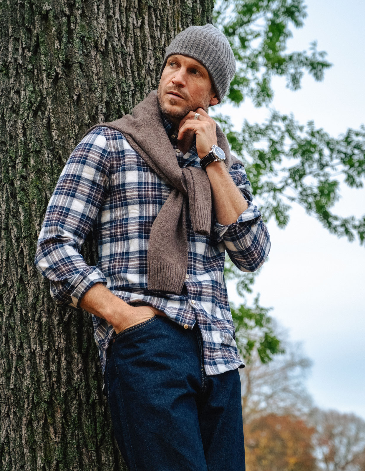Mössa Cashmere Grå Melerad