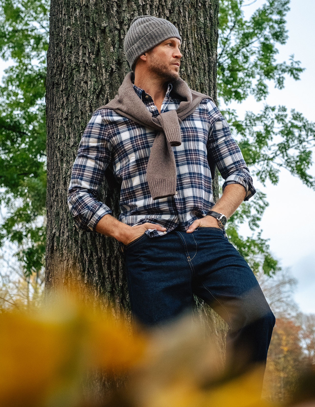 Mössa Cashmere Grå Melerad
