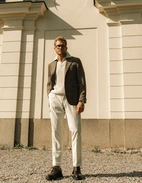 Tröja Öppen Skjortkrage Ull Ljusbeige