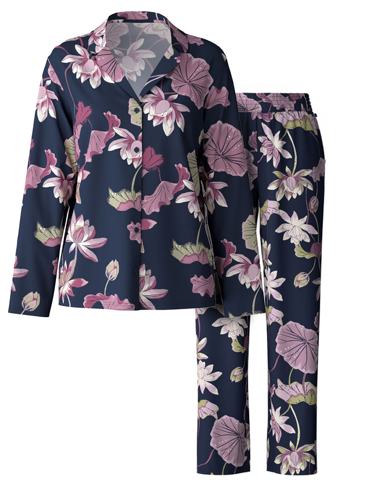 Pyjamas Bomull/Tencel Marinblå/Lila
