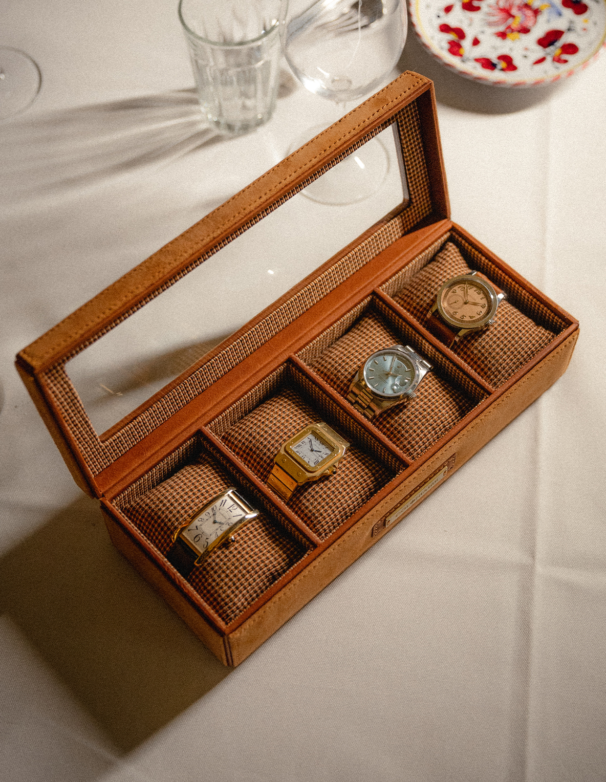 Klockbox Getmocka Läder Beige/Brun