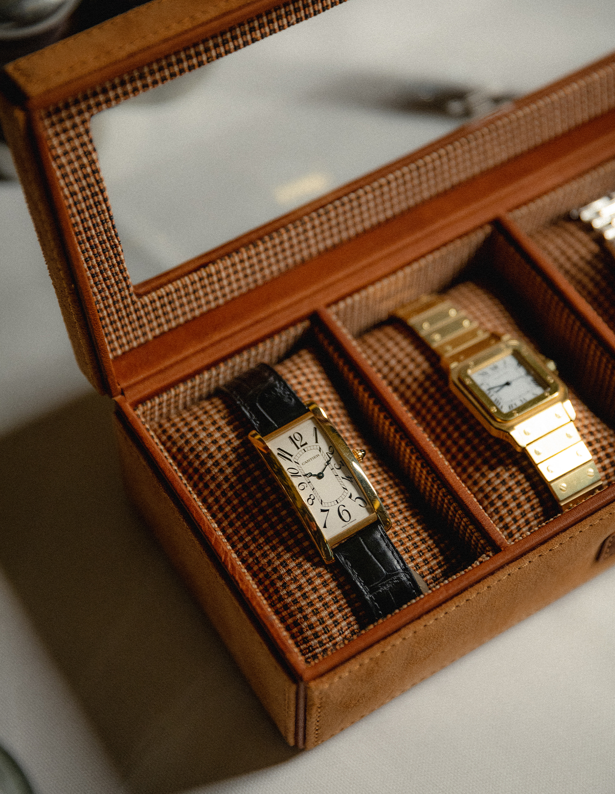 Klockbox Getmocka Läder Beige/Brun