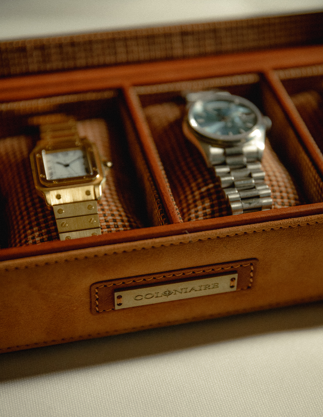 Klockbox Getmocka Läder Beige/Brun