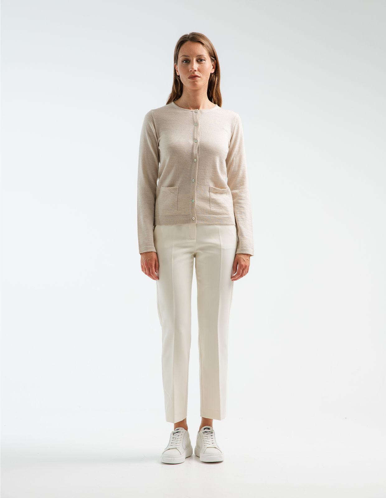 Cardigan Merinoull Ljusbeige